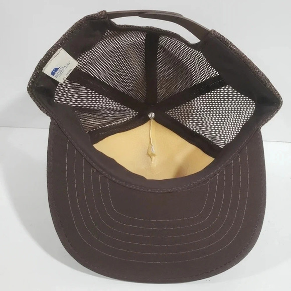 Wiarton Ontario Athletic  Headwear Mens Brown/White Snapback Trucker Hat. - Picture 5 of 8